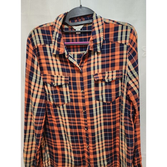 EST. 1946 WOMANS LARGE ORANGE PLAID BUTTON DOWN SHIRT PREPPY ACADEMIA SWIFTY - Picture 8 of 14